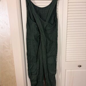 Cedar and Vine Linen Jumpsuit Dungaree with Cross back